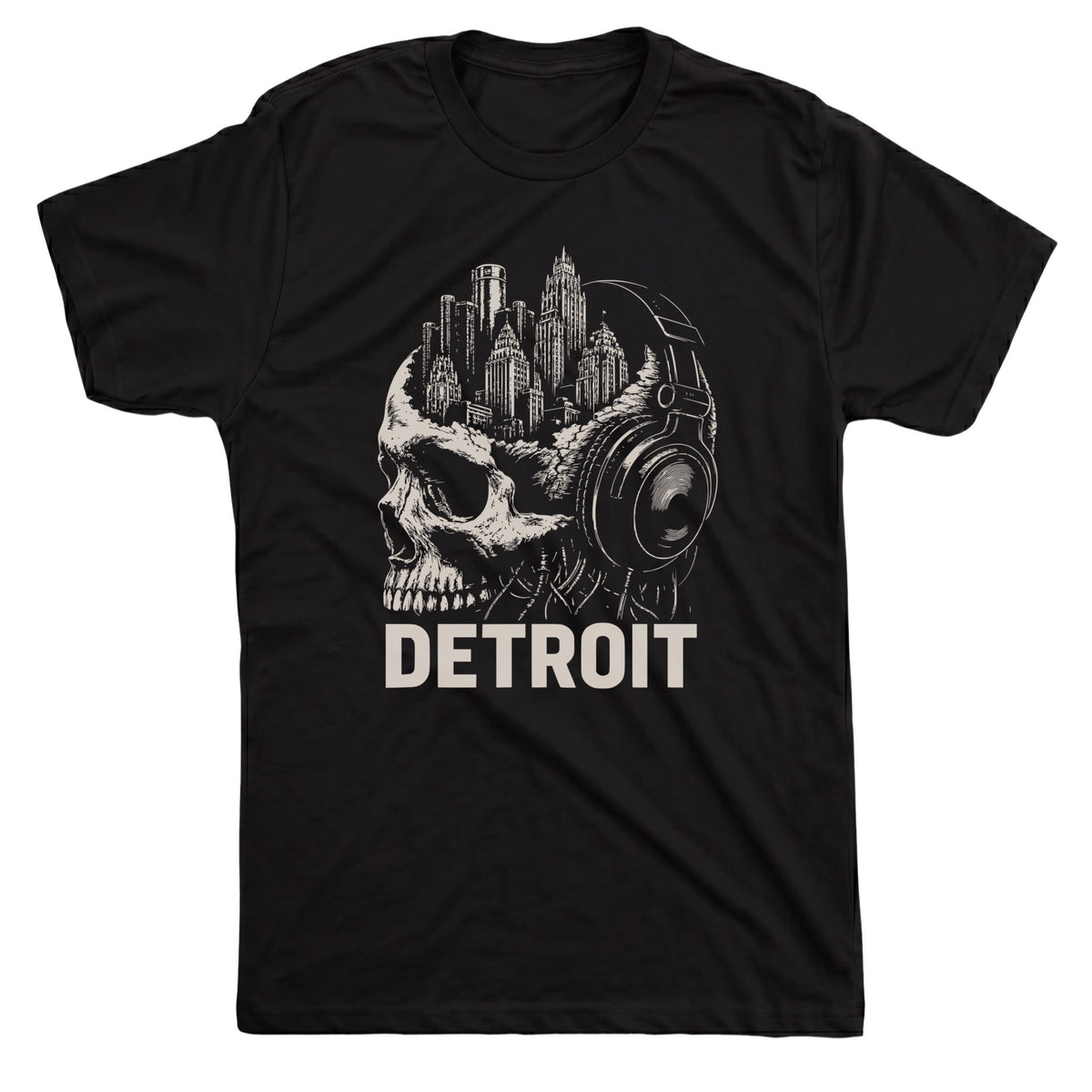 Detroit Skyline Tee Black Mockup