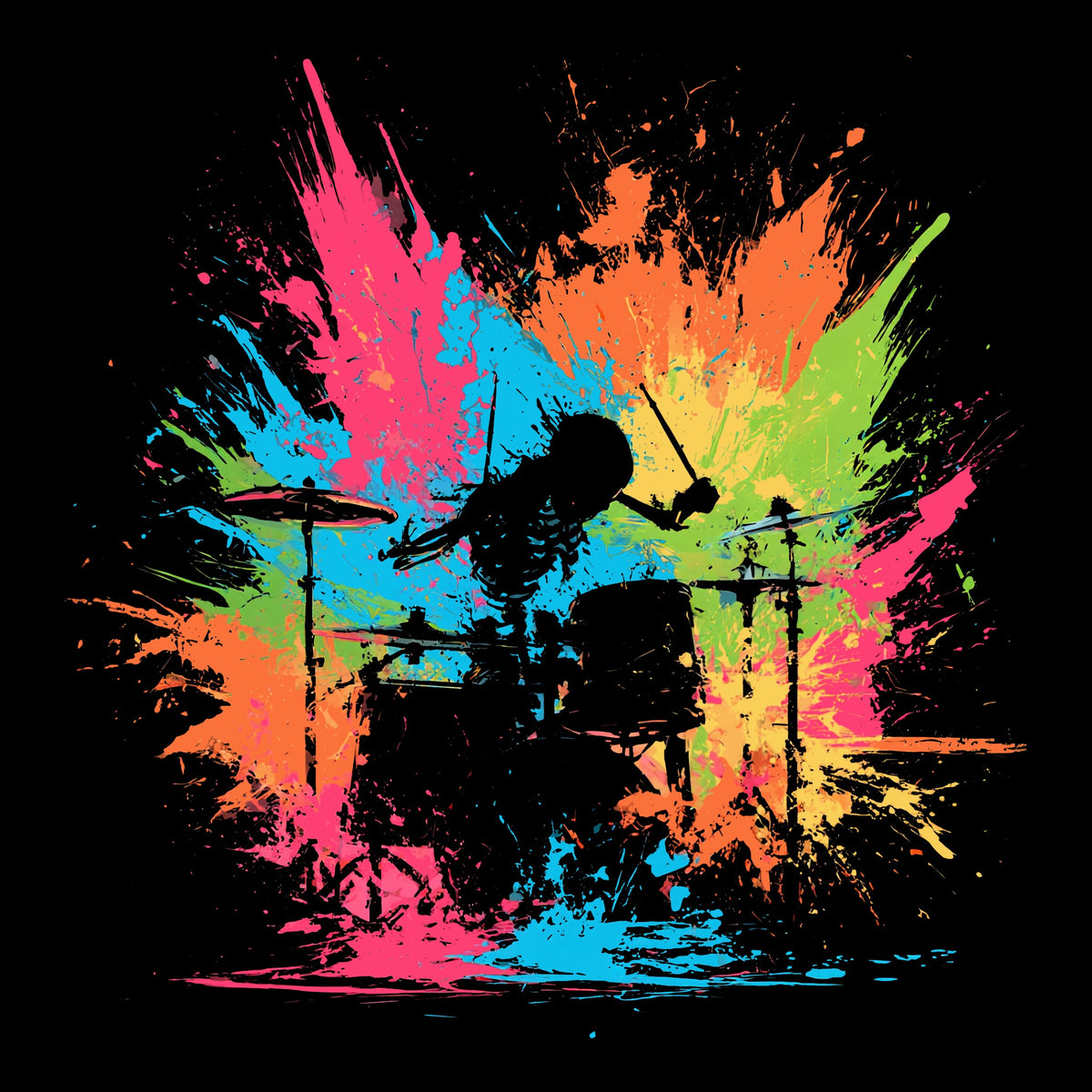 Drum Splash Tee Black Design
