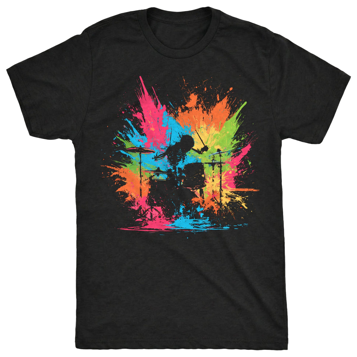 Drum Splash Tee Black Mockup