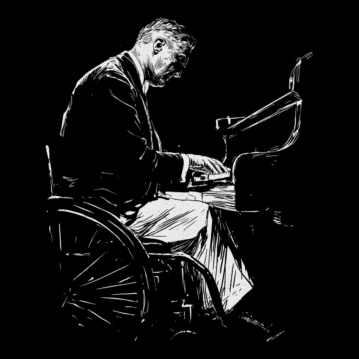 FDR Piano Tee Black Design