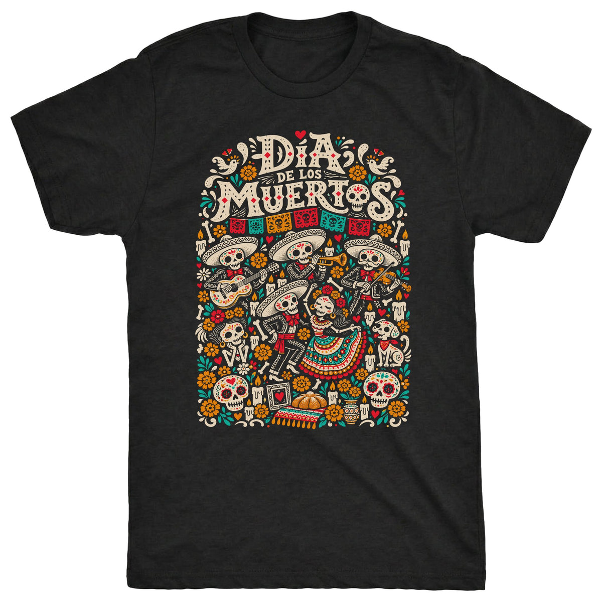 Fiesta De Muertos Tee Black Mockup