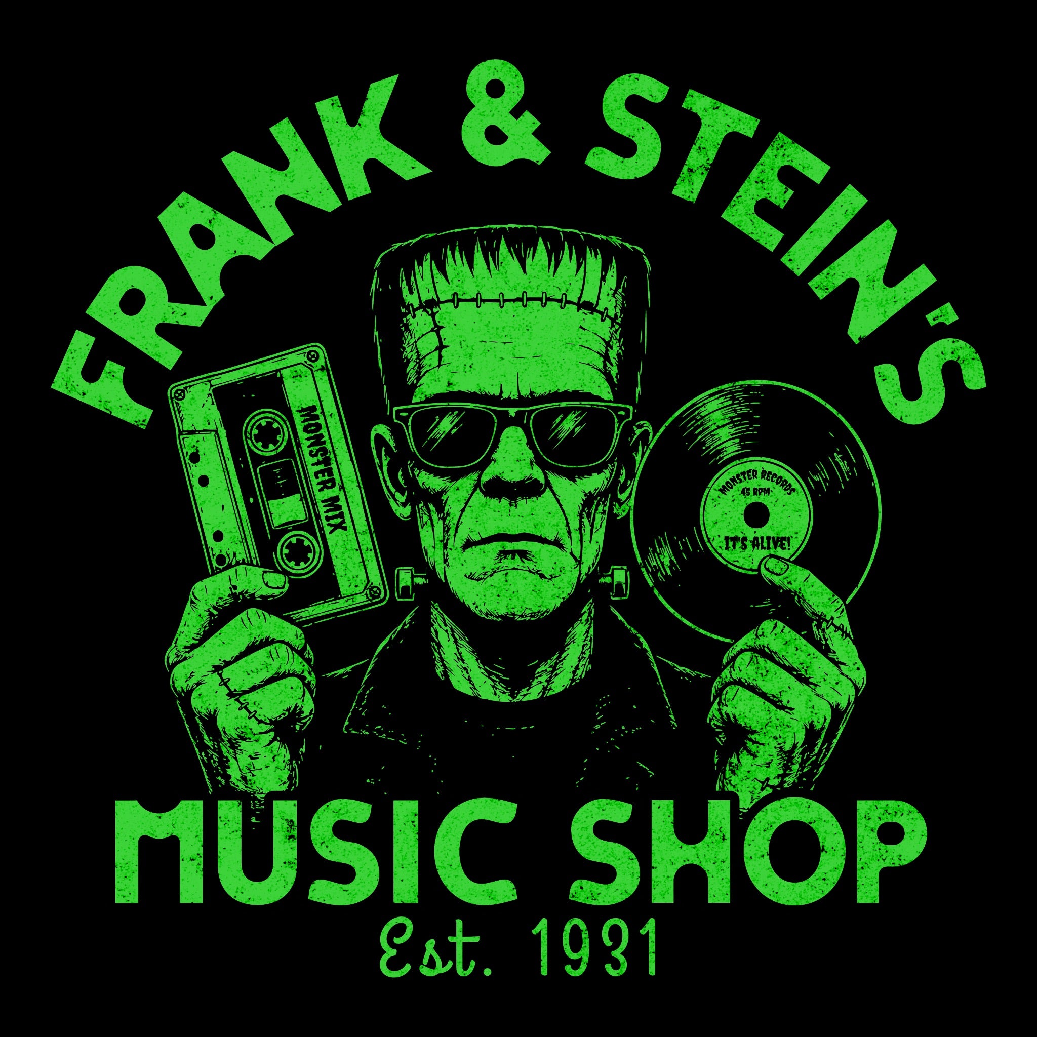 Frank & Stein's Tee Black Design