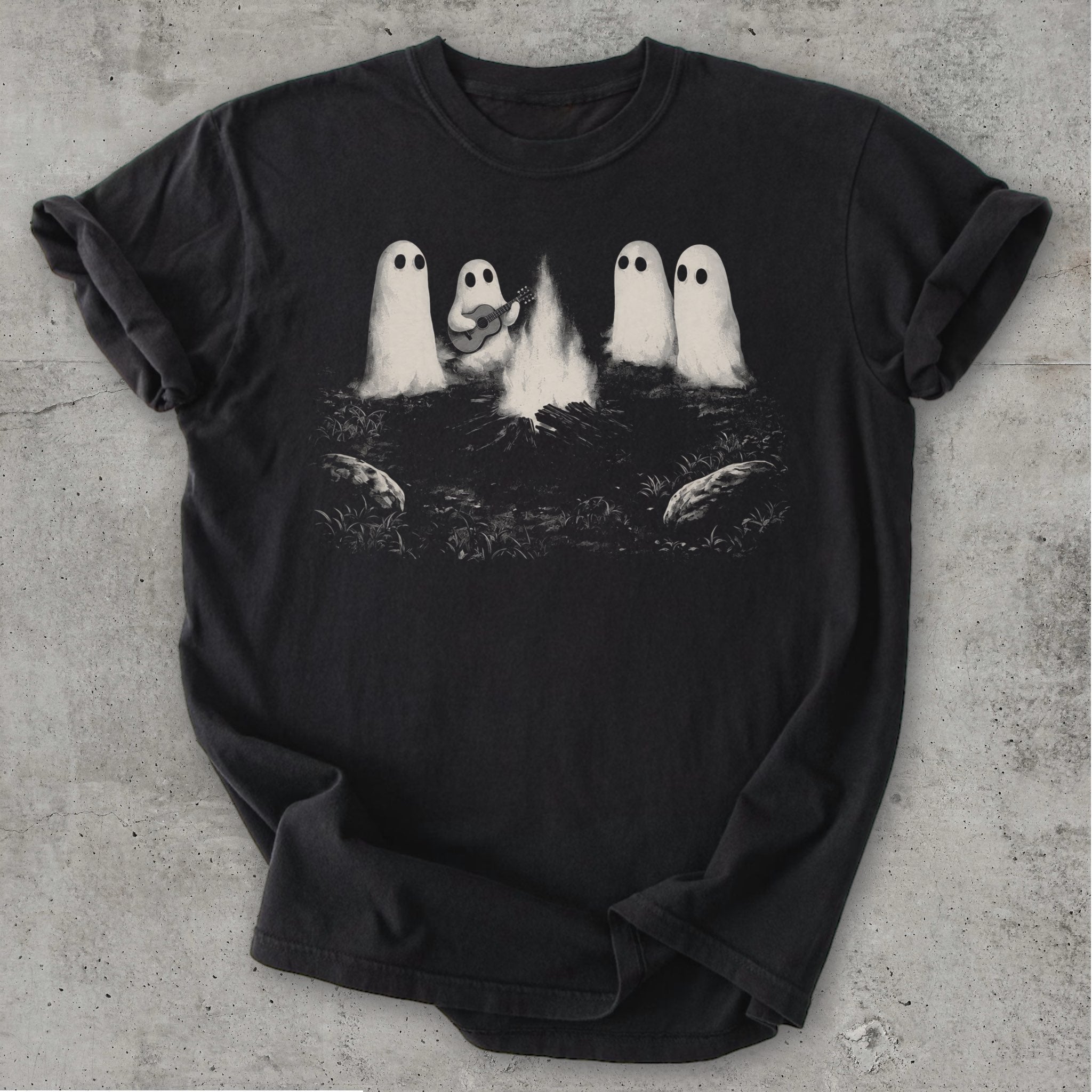 Ghost Fire Tee Black Mockup