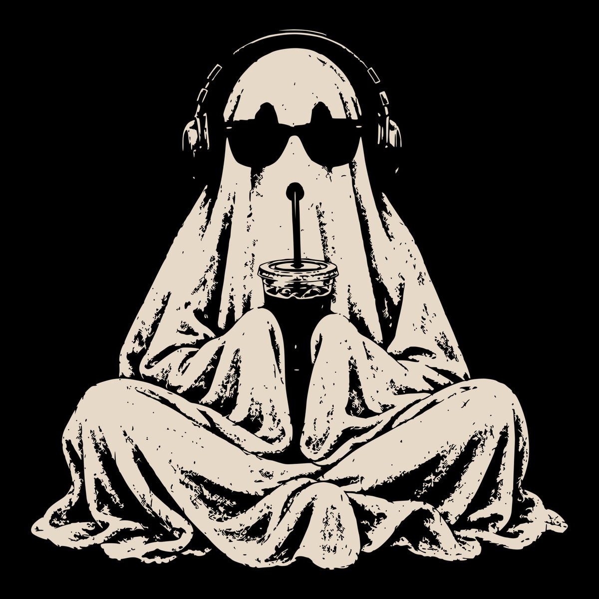 Ghost Sips Tee Black Design
