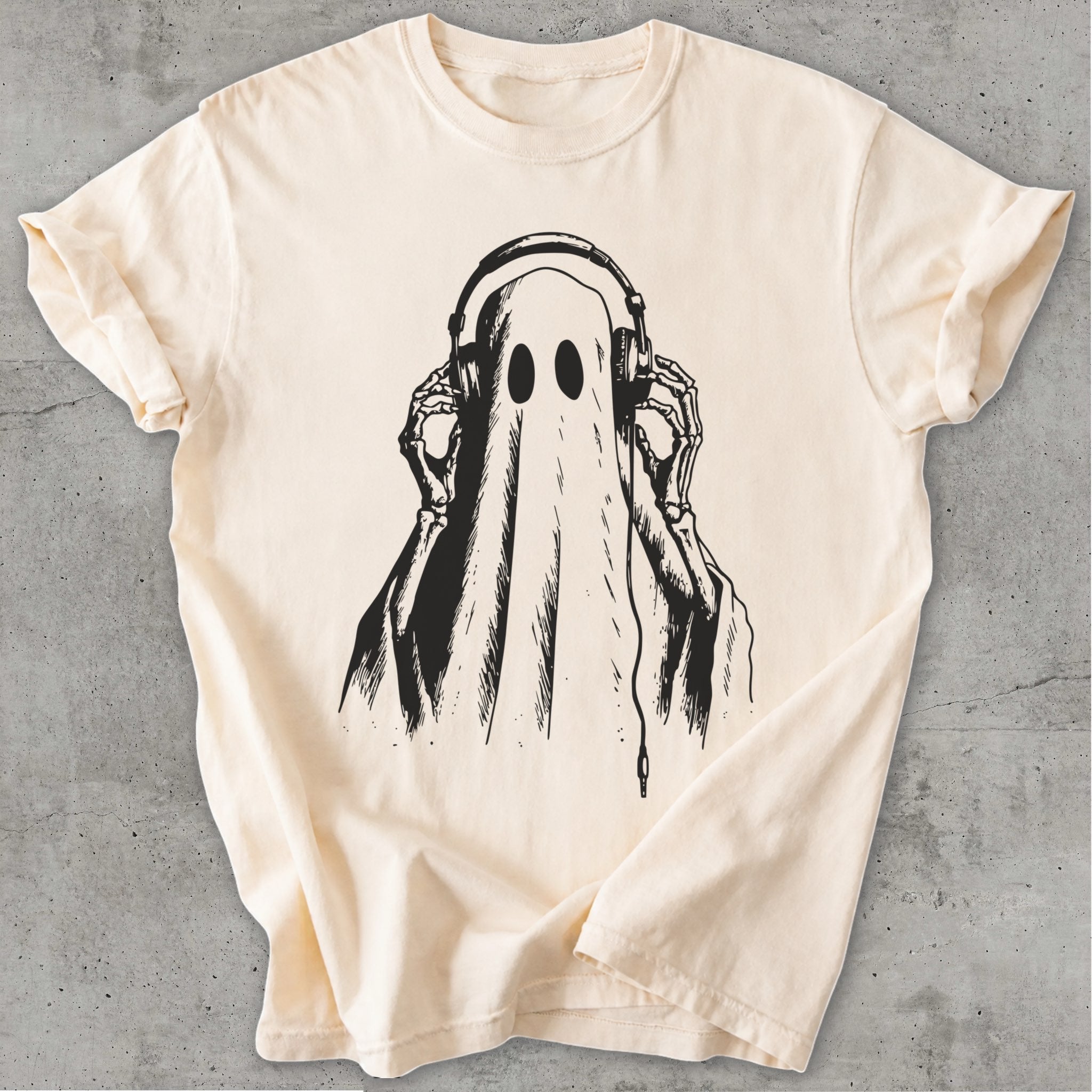 Ghost Vibes Tee Natural Mockup