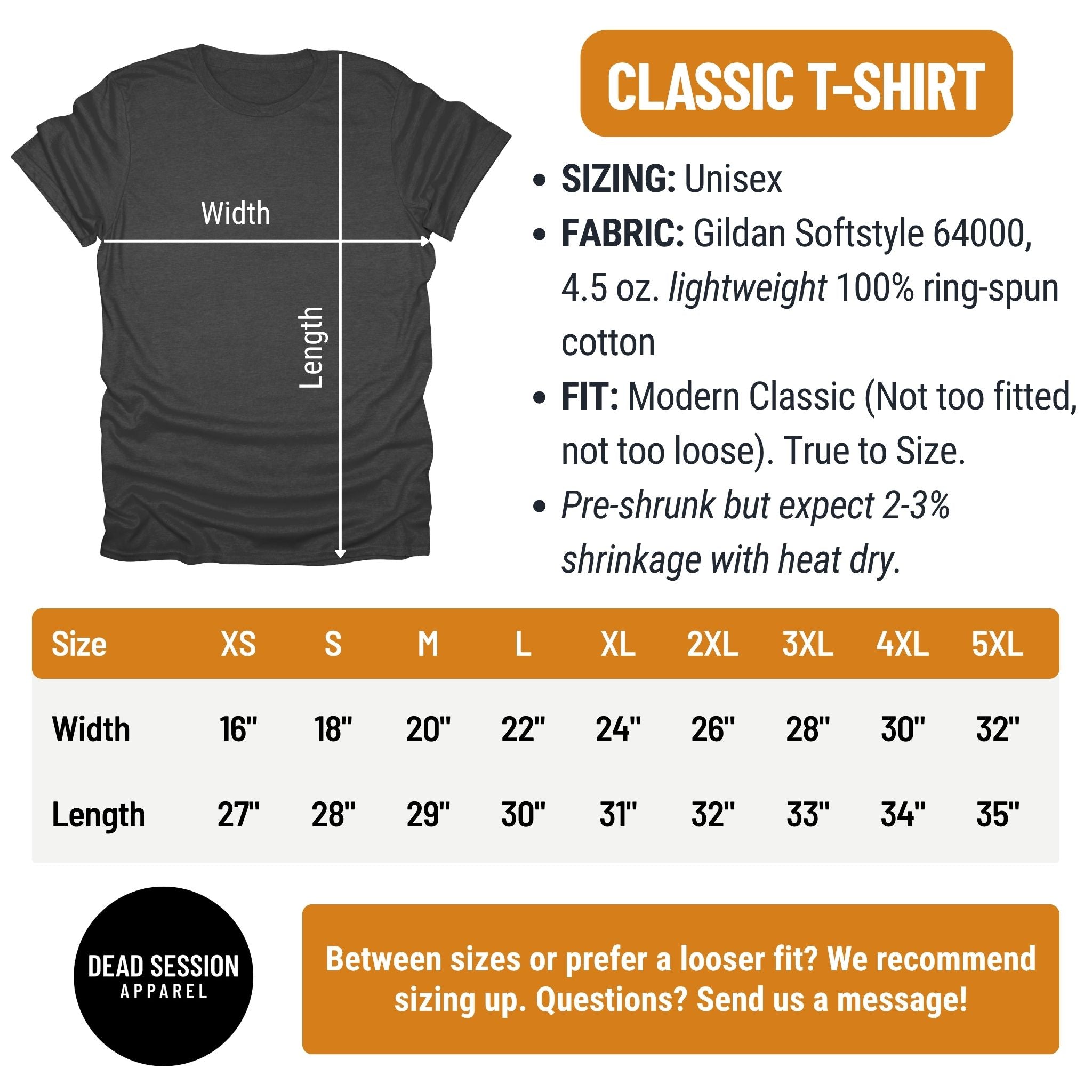 Classic Tee Size Chart