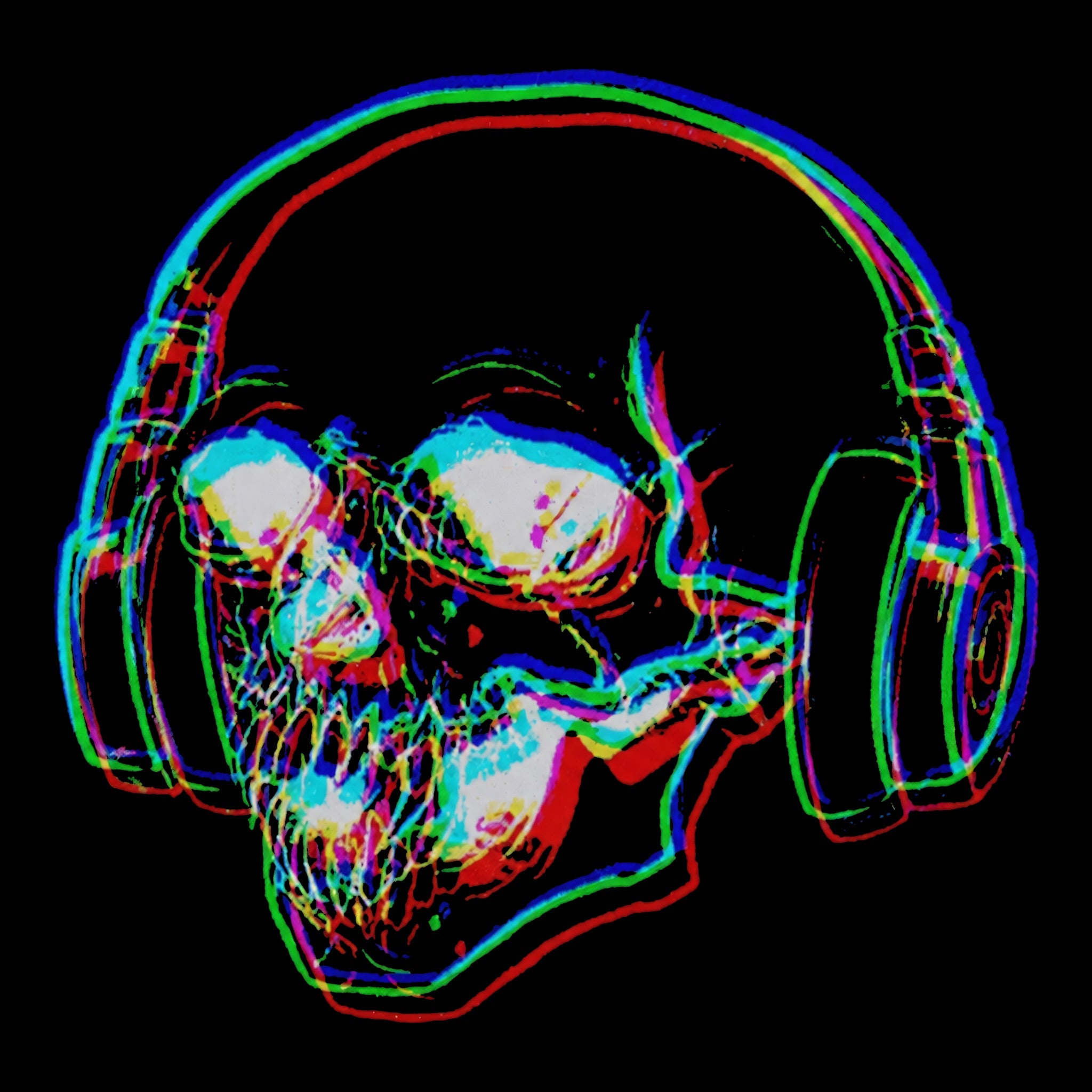 Glitch Skull Tee Black Design