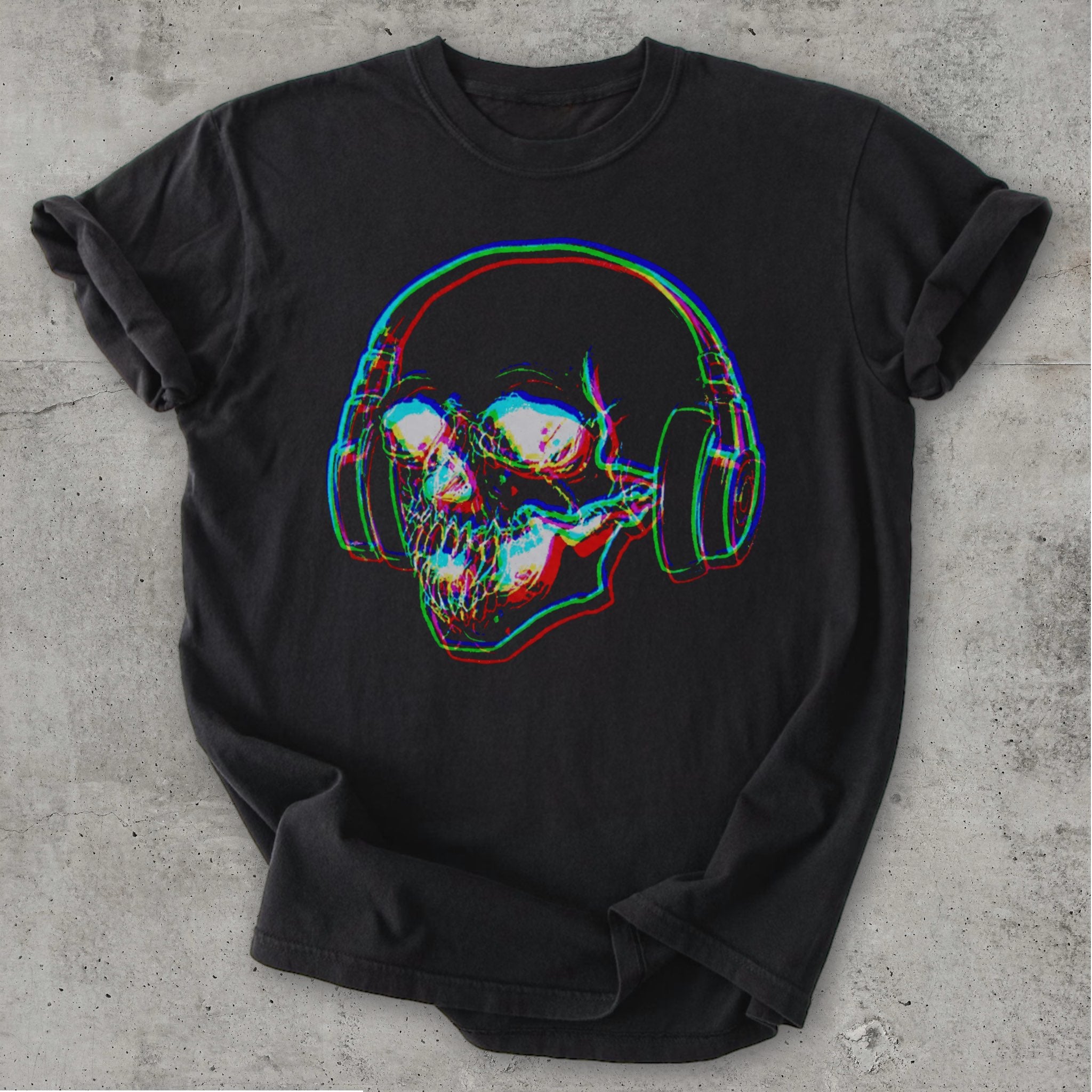 Glitch Skull Tee Black Mockup