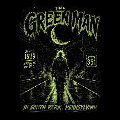 Green Man Tee Black Design
