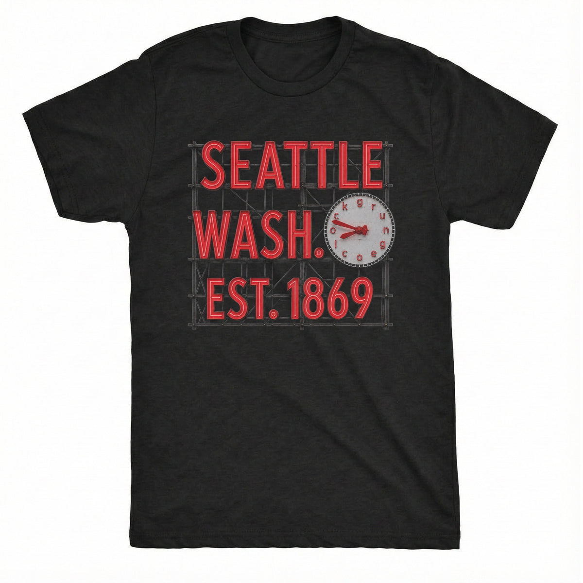 Grunge O'clock Tee Black Mockup