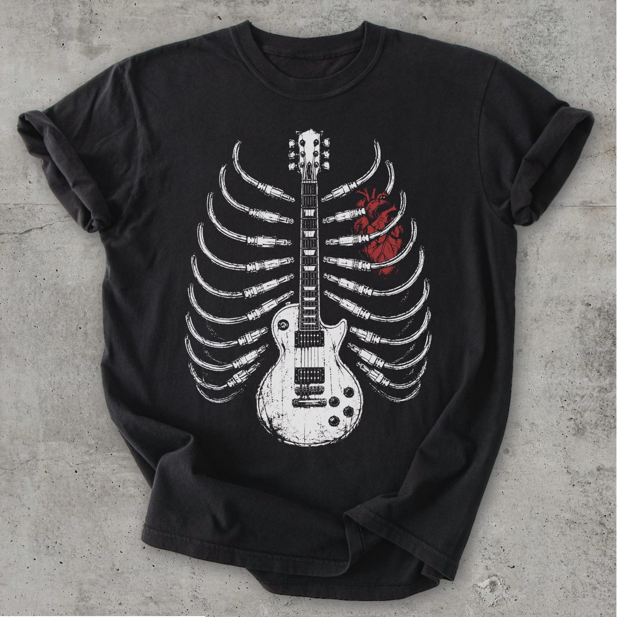 Guitar Ribs Tee Black Mockup