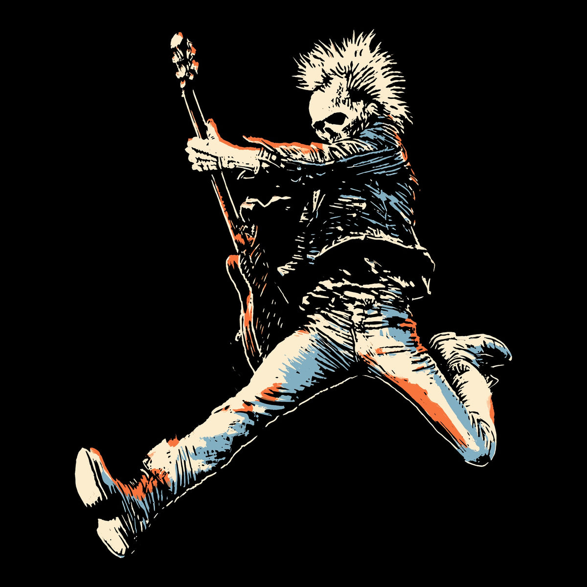 Guitar Splay Tee Black Design