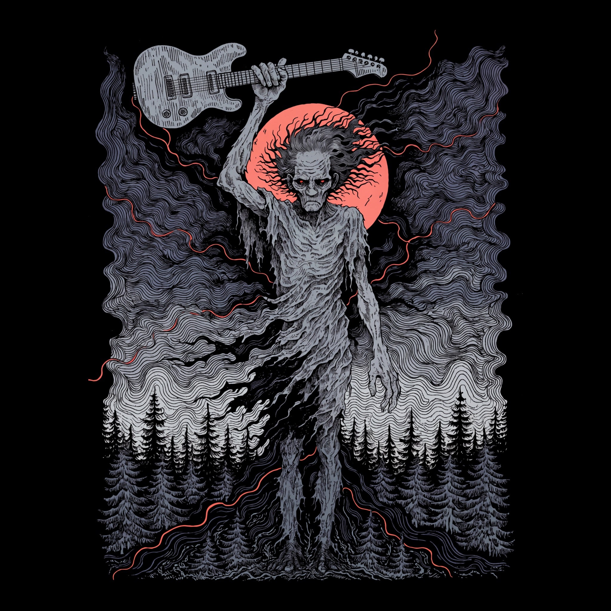 Guitar Walker Tee Black Design