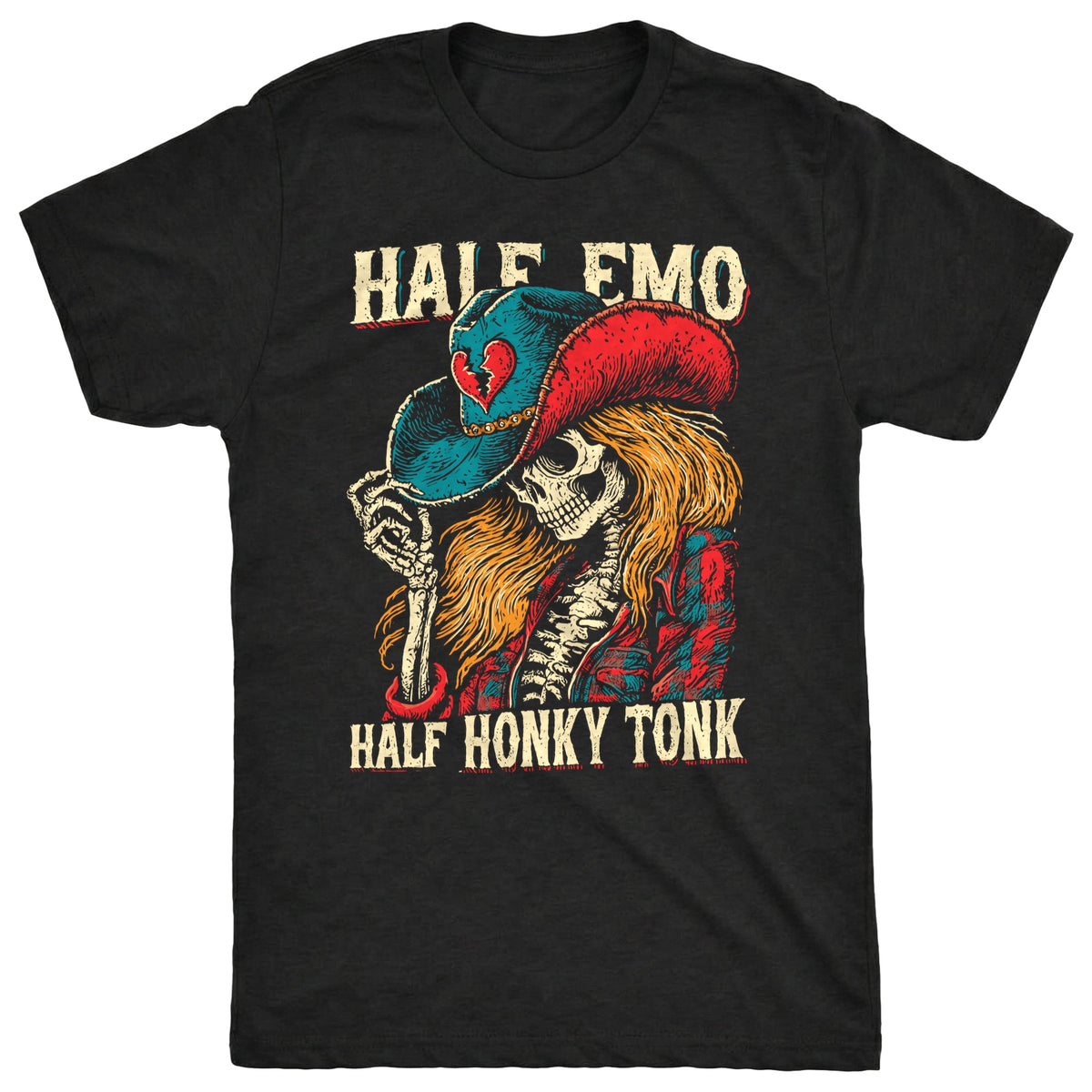 Half Emo Tee Black Mockup