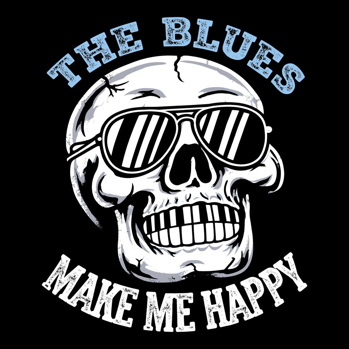 Happy Blues Tee Black Design