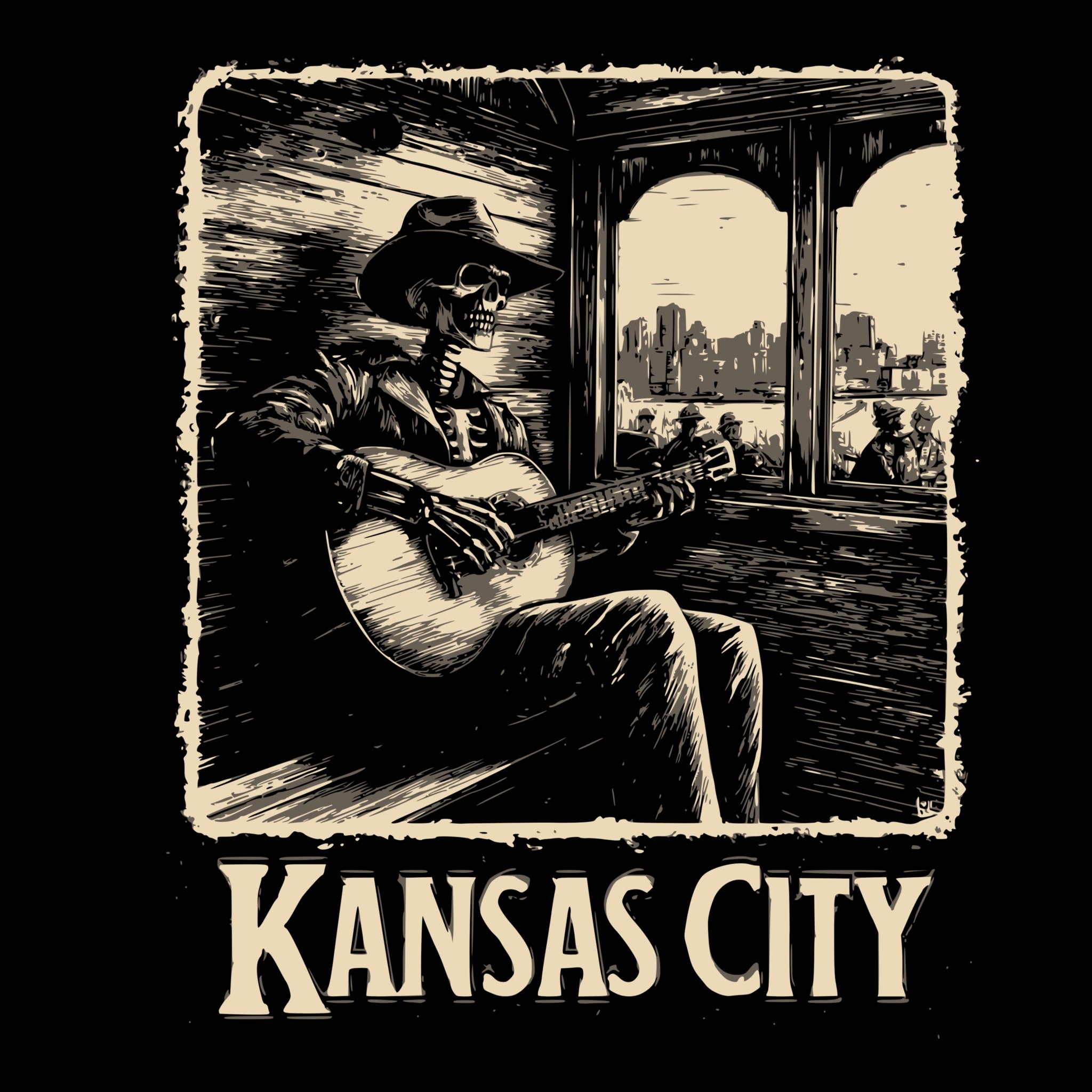 KC Cable Car T-Shirt Design Black
