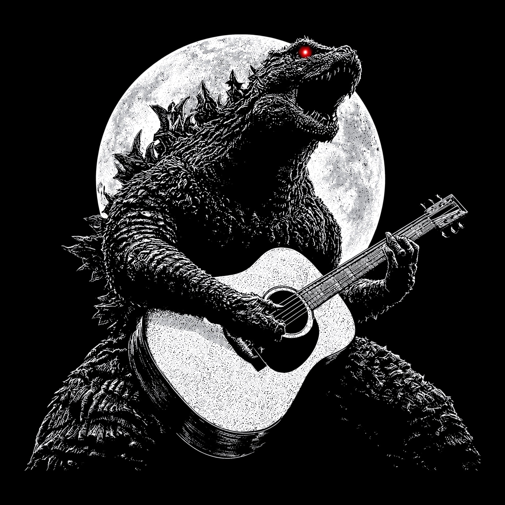 Kaiju Guitar Tee Black Design