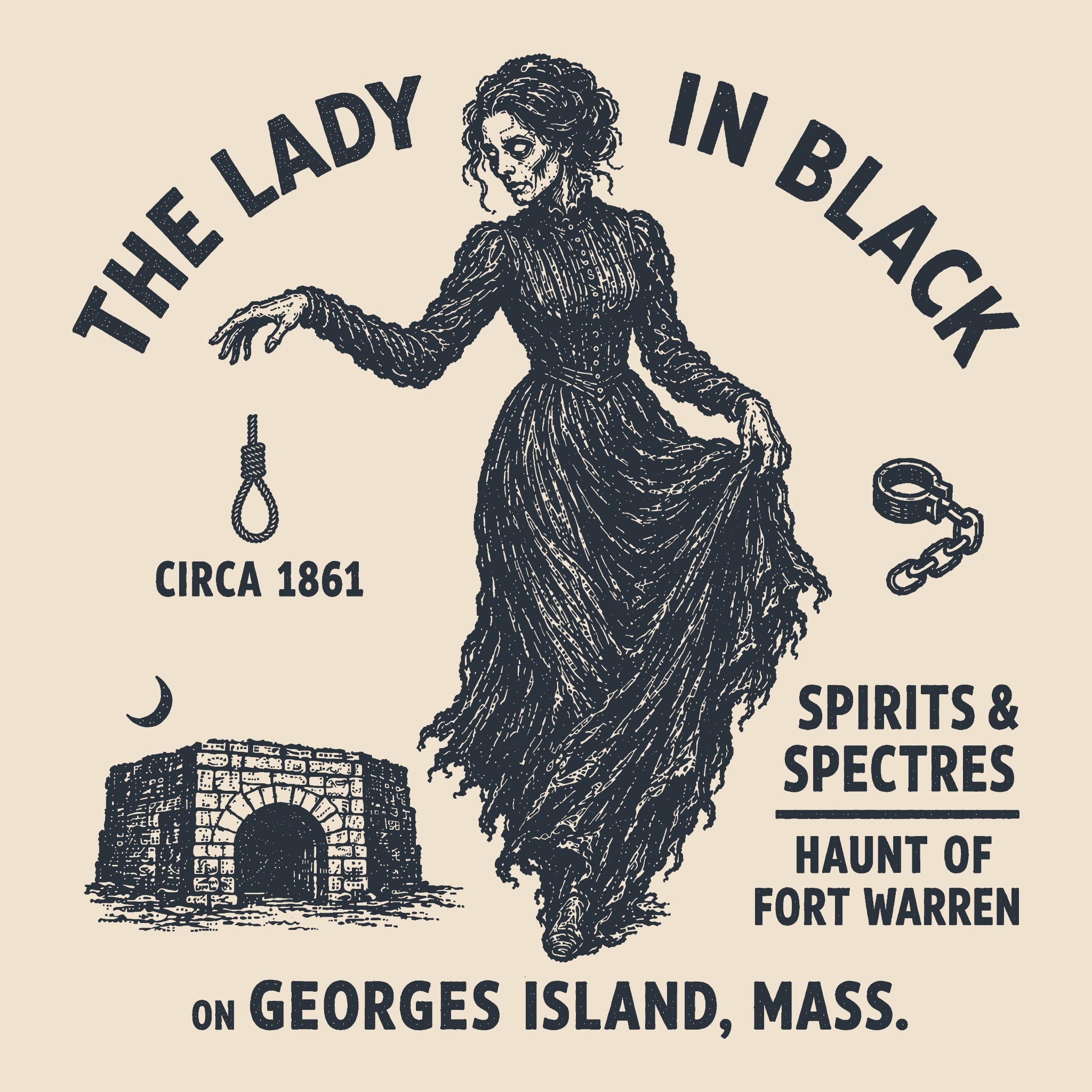 Lady in Black Tee Natural Design