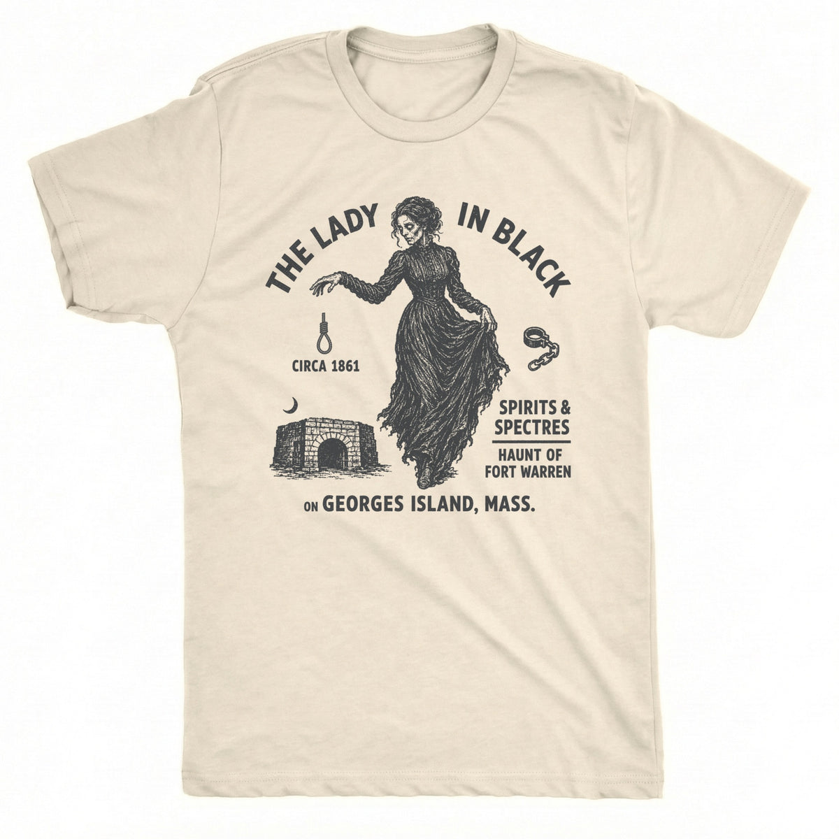 Lady in Black Tee Natural Mockup