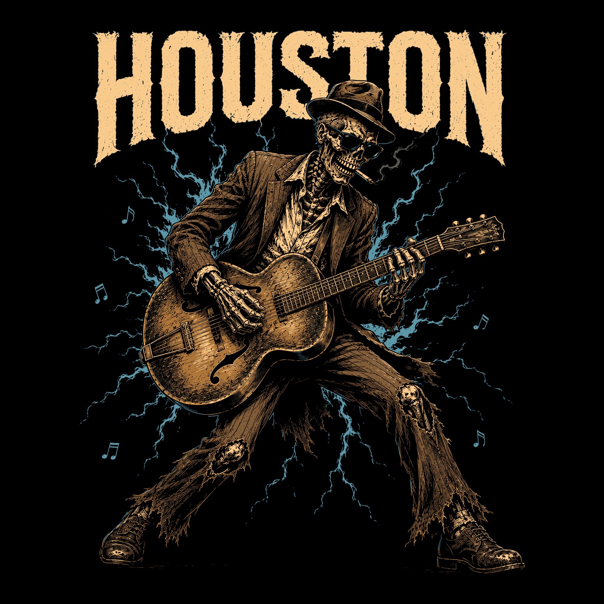 Lightnin' Blues Tee Black Design