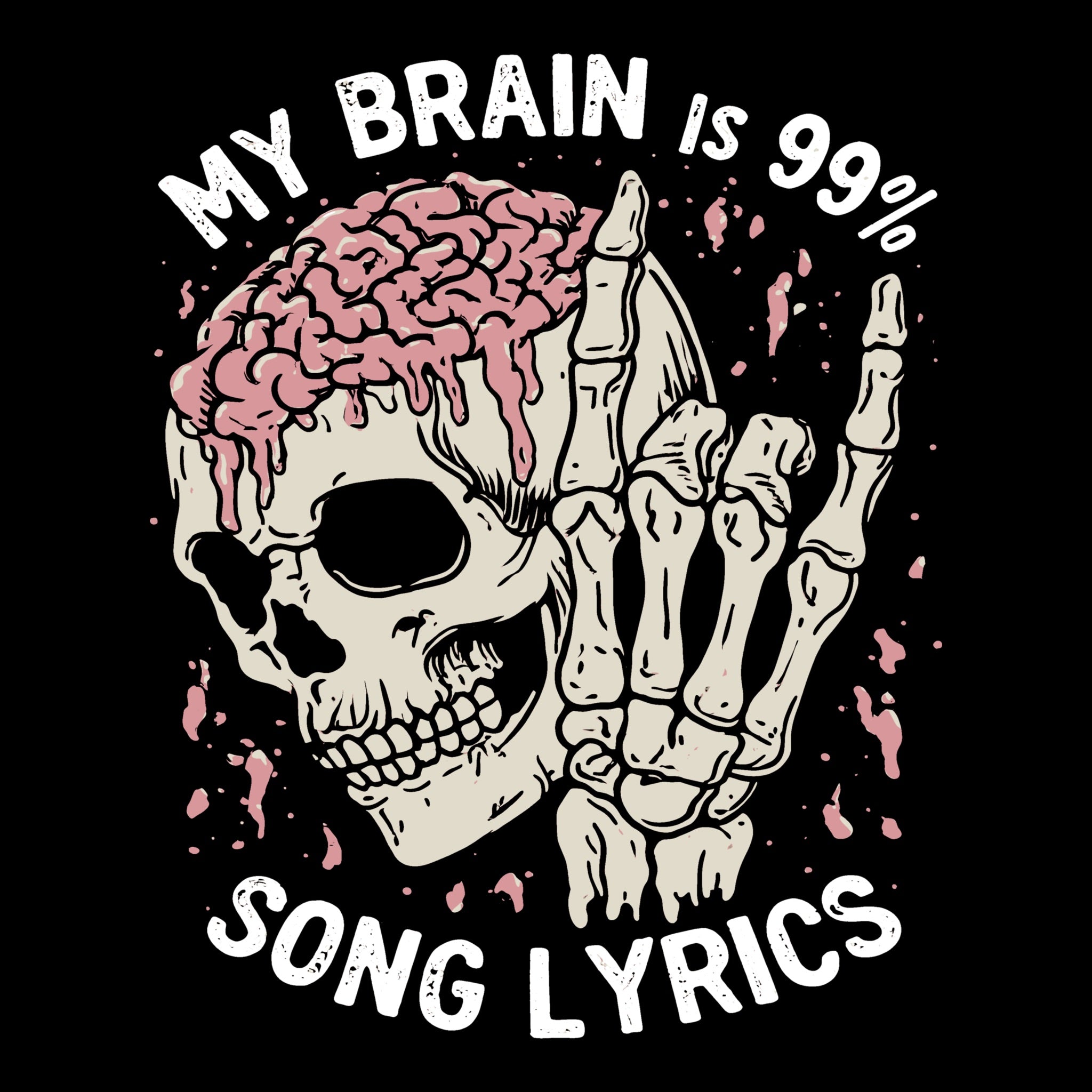 Lyric Brain Tee Black Design