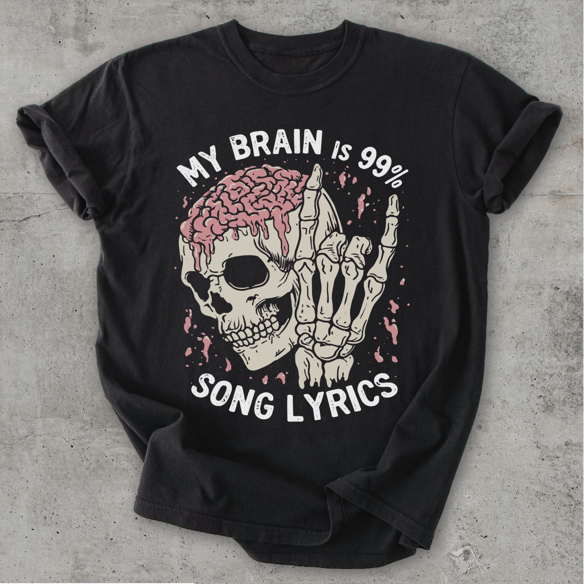 Lyric Brain Tee Black Mockup