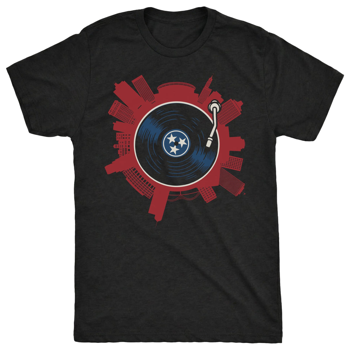 Memphis on Spin Tee Black Mockup