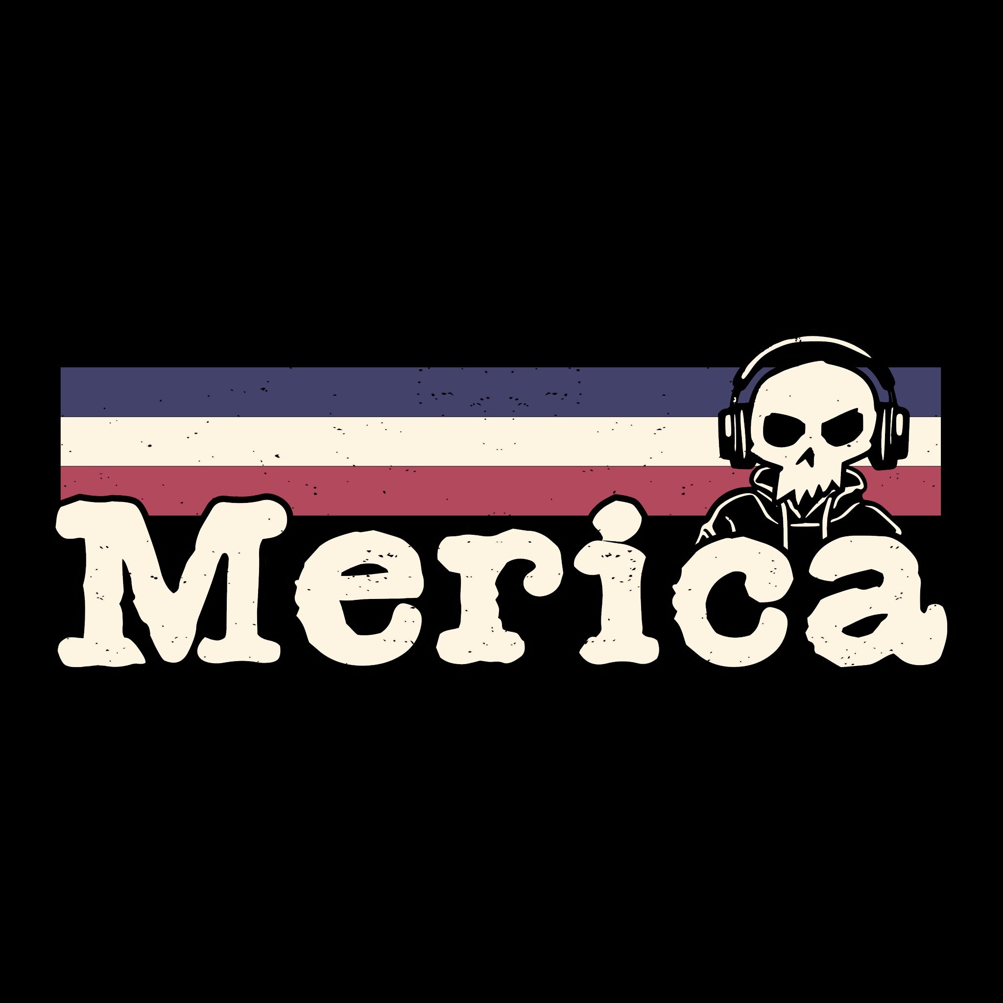 Merica Stripes Tee Black Design