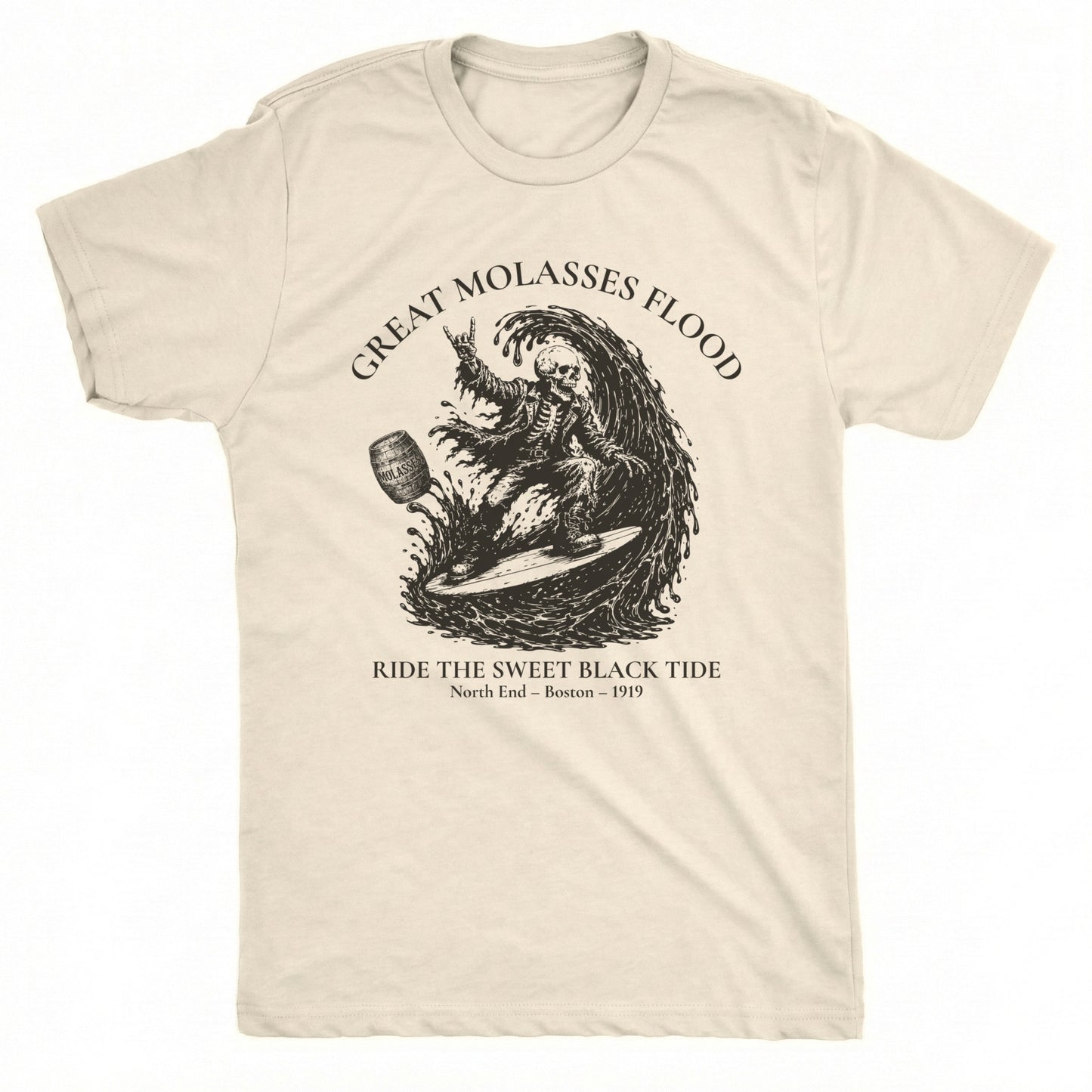 Molasses Flood Tee Natural Mockup