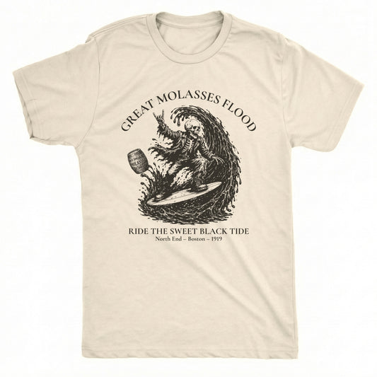 Molasses Flood Tee Natural Mockup