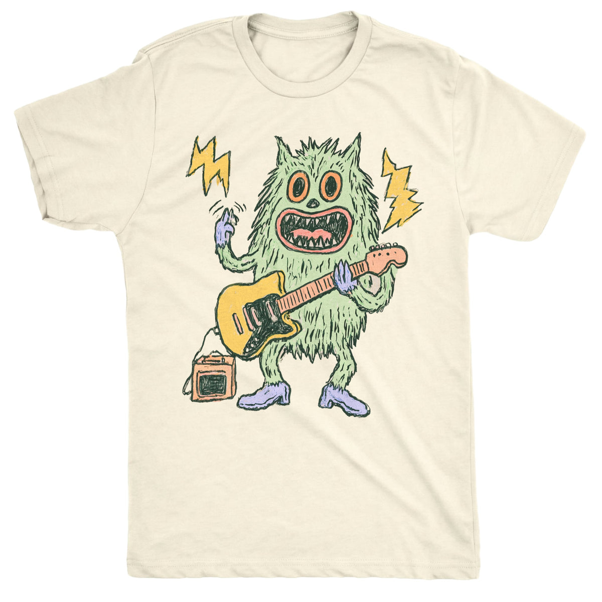 Monster Guitar Tee Natural Mockup