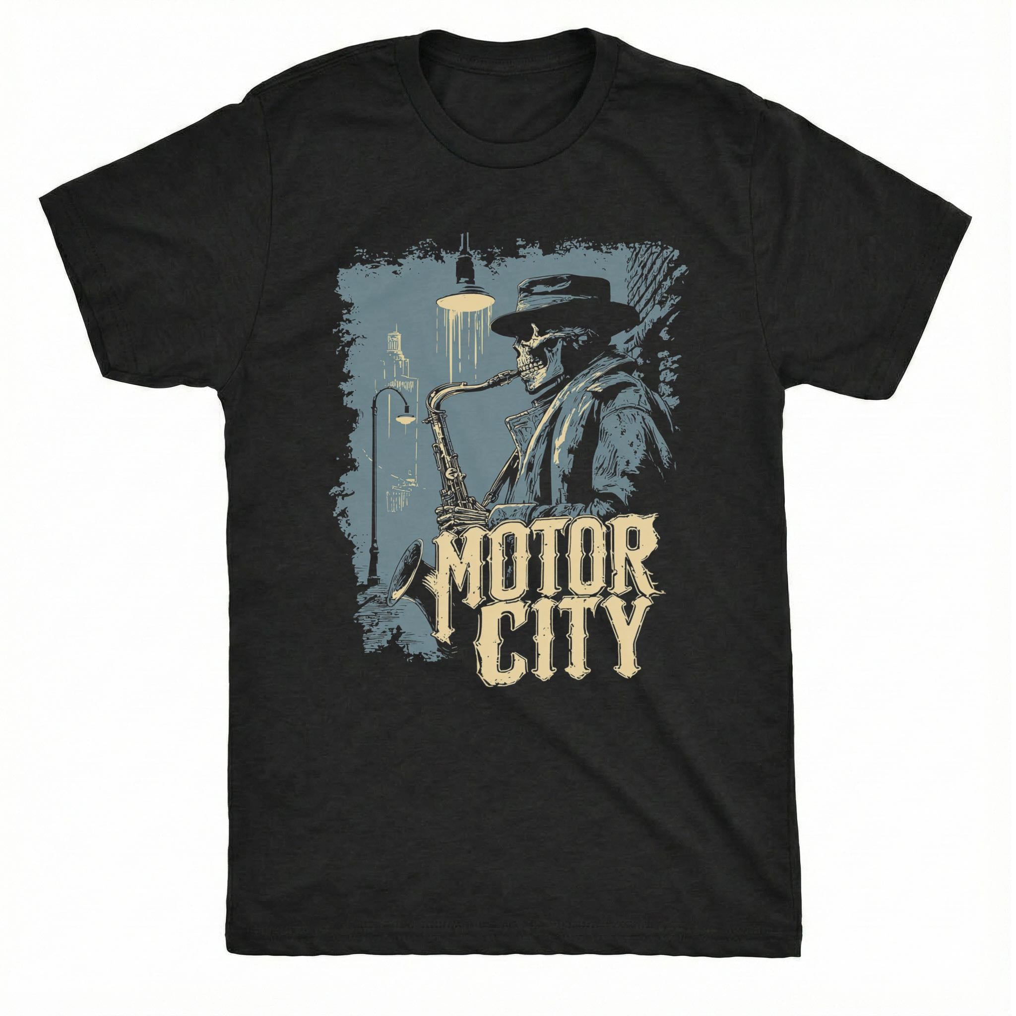 Motor City Sax Tee | Comfort Colors® 1717 Black