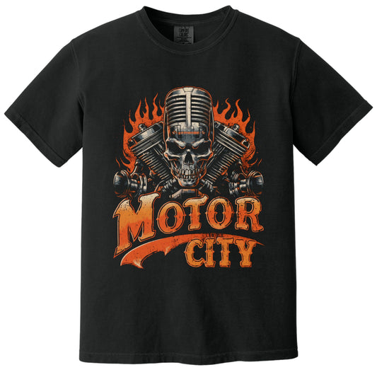 Motor City Mic T-Shirt | Comfort Colors® 1717 Black