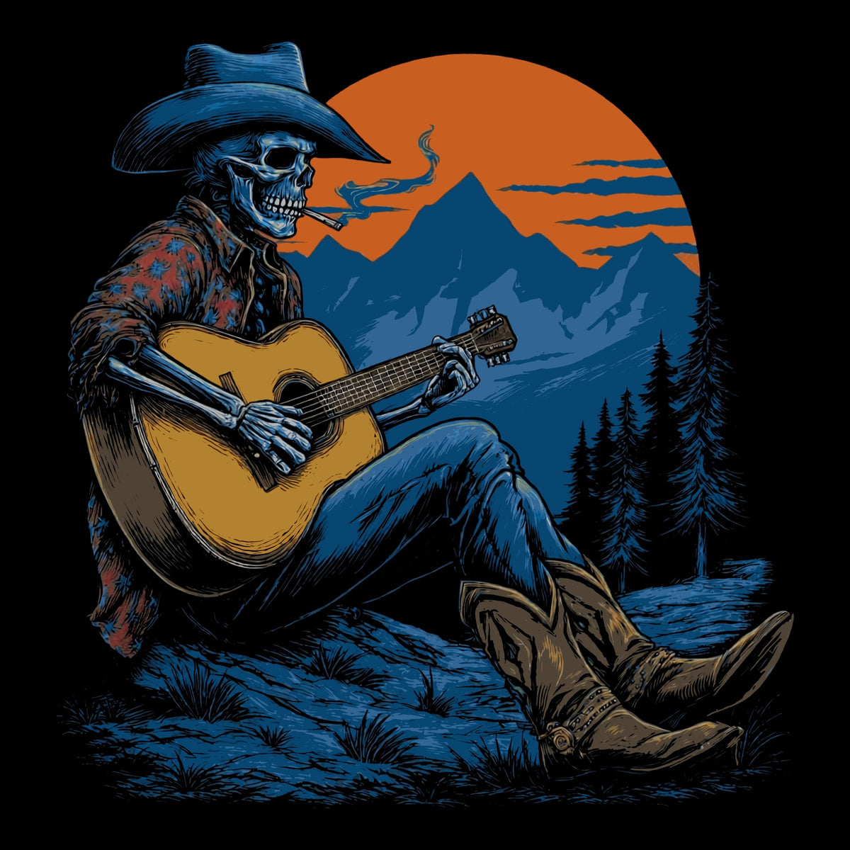 Mountain Time Tee Black Design
