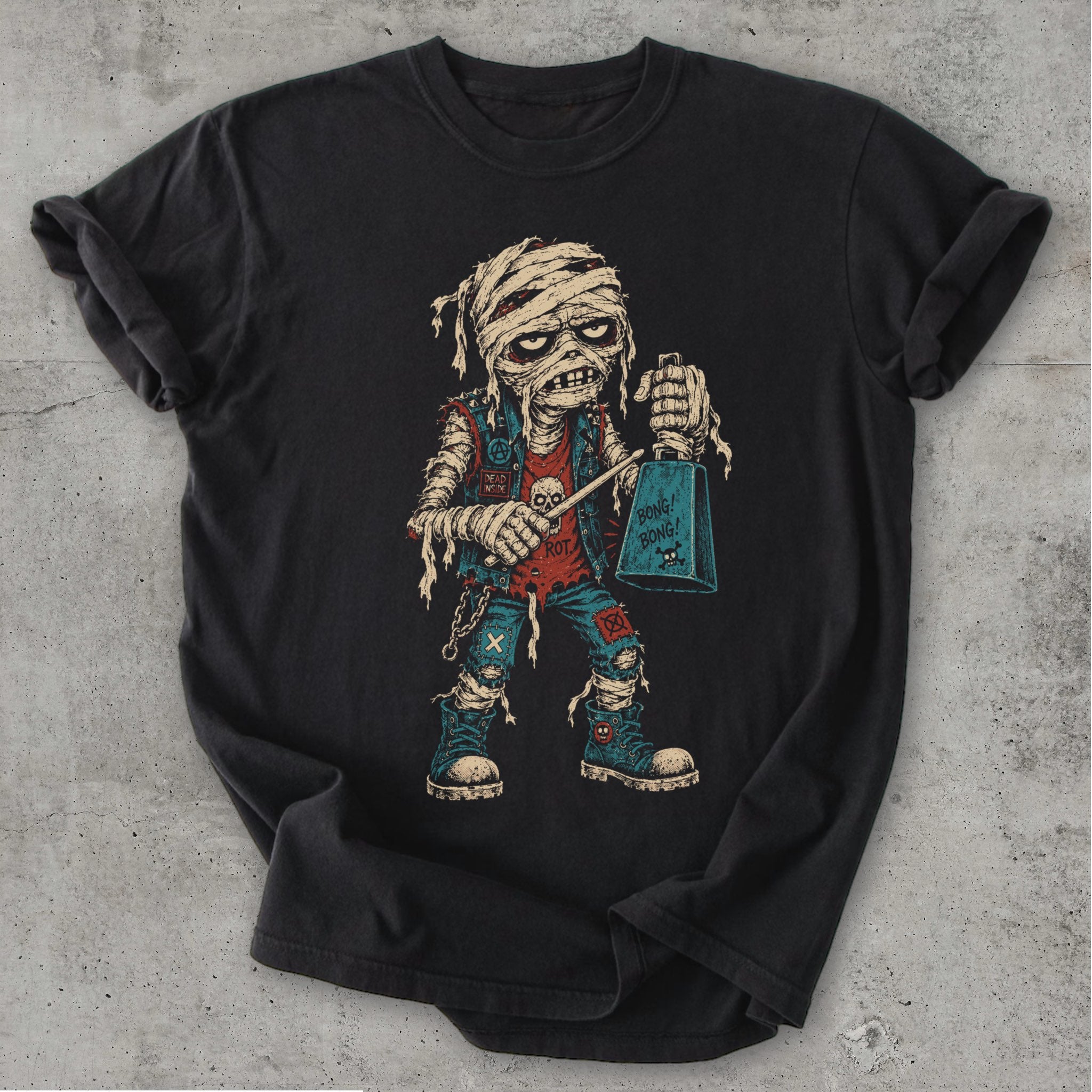 Mummy Cowbell Tee Black Mockup