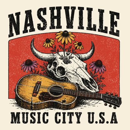 Music City Decay Tee Natural Design