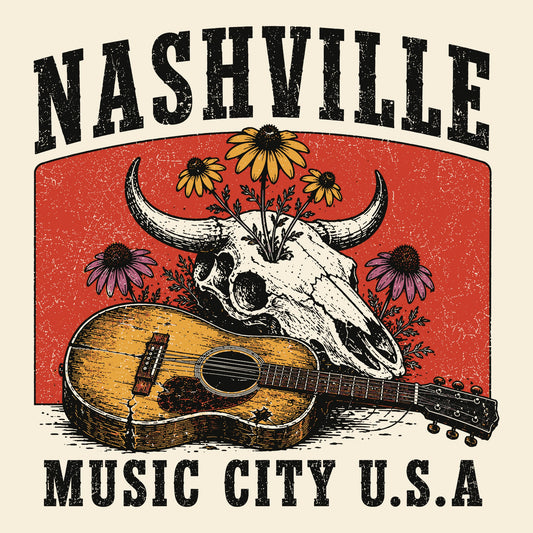 Music City Decay Tee Natural Design