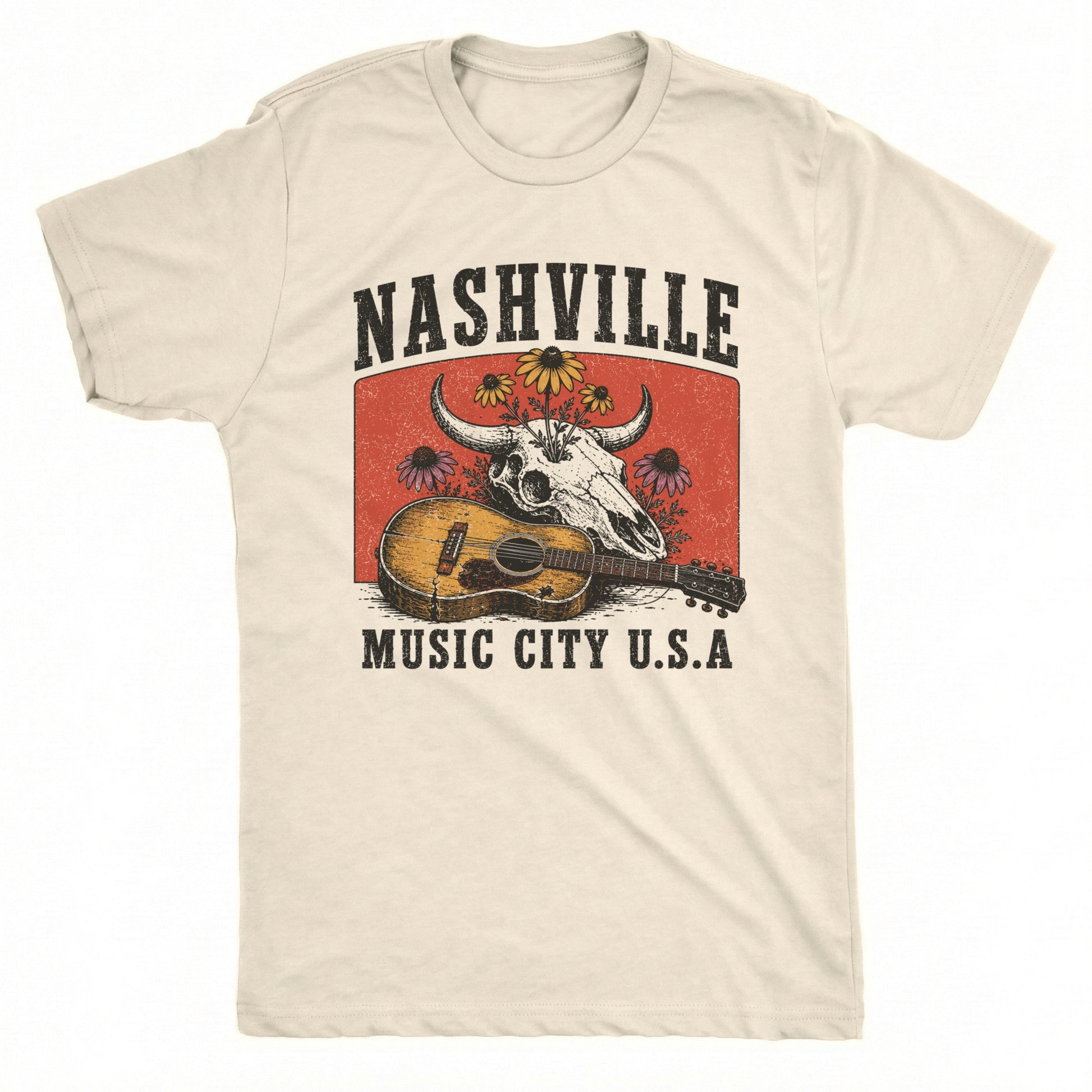 Music City Decay Tee Natural Mockup
