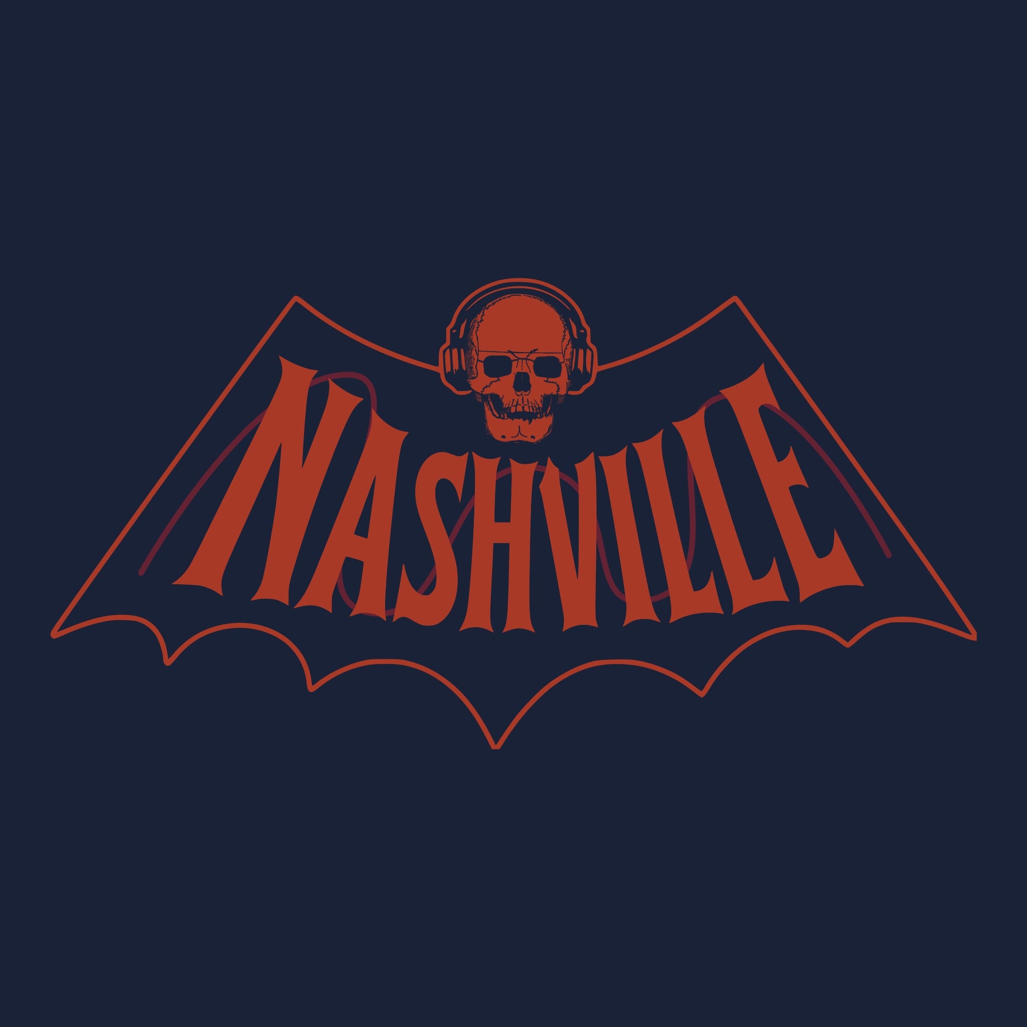 Nashville Bat Tee Design Navy