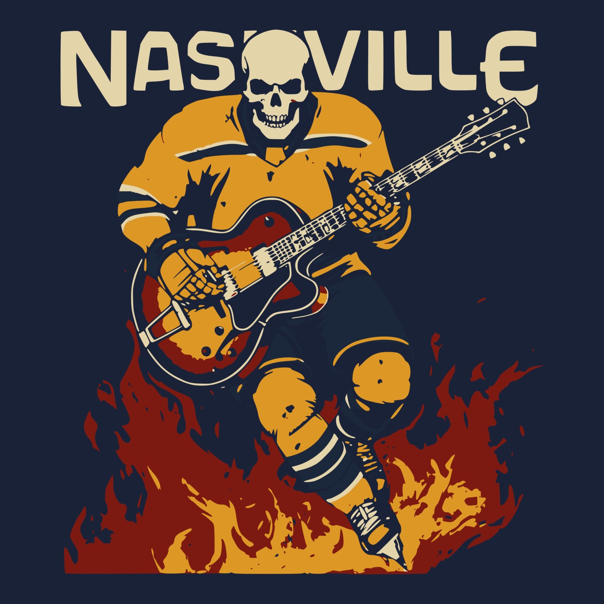 Nashville Hockey Tee Navy Design