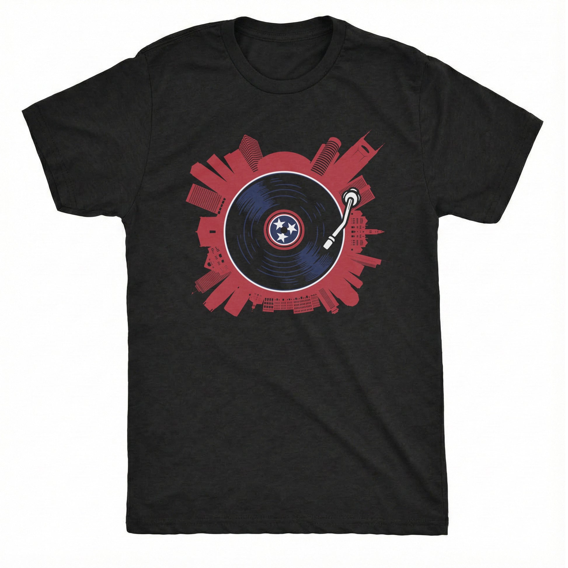 Nashville on Spin Tee Black Mockup