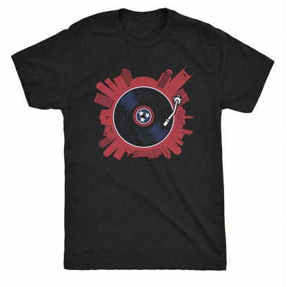 Nashville on Spin Tee Black Mockup