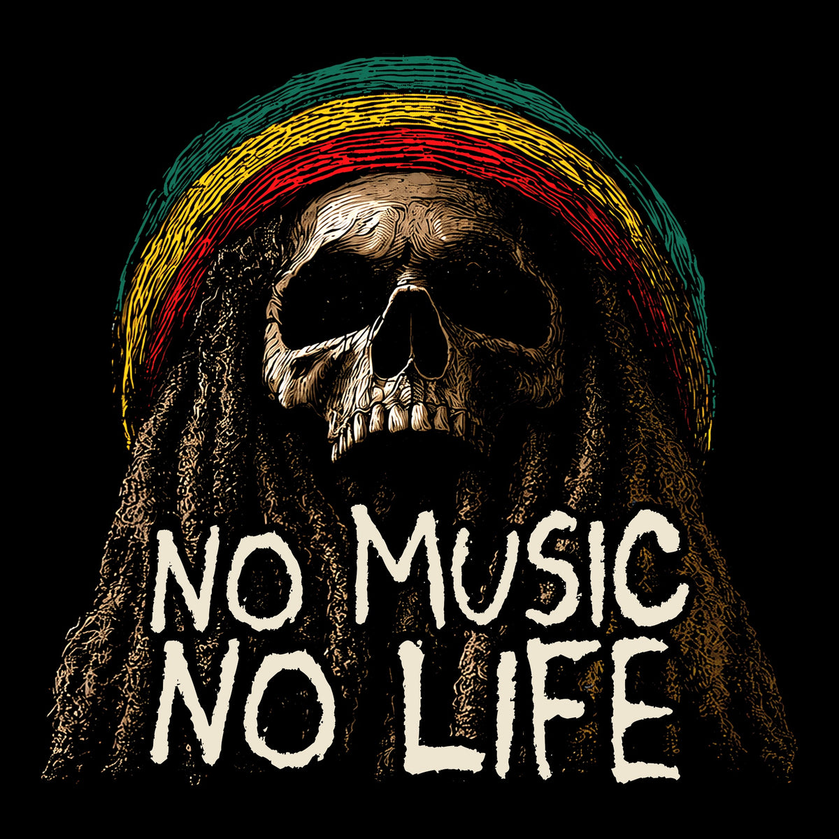 No Music Tee Black Design
