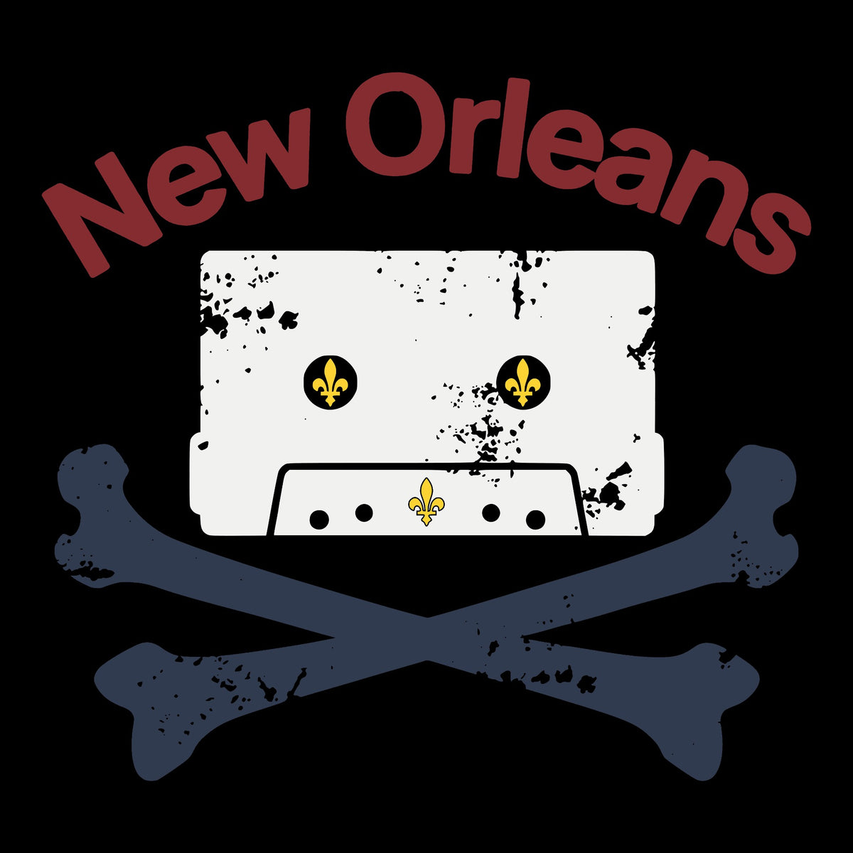 Nola Cassette Tee Black Design