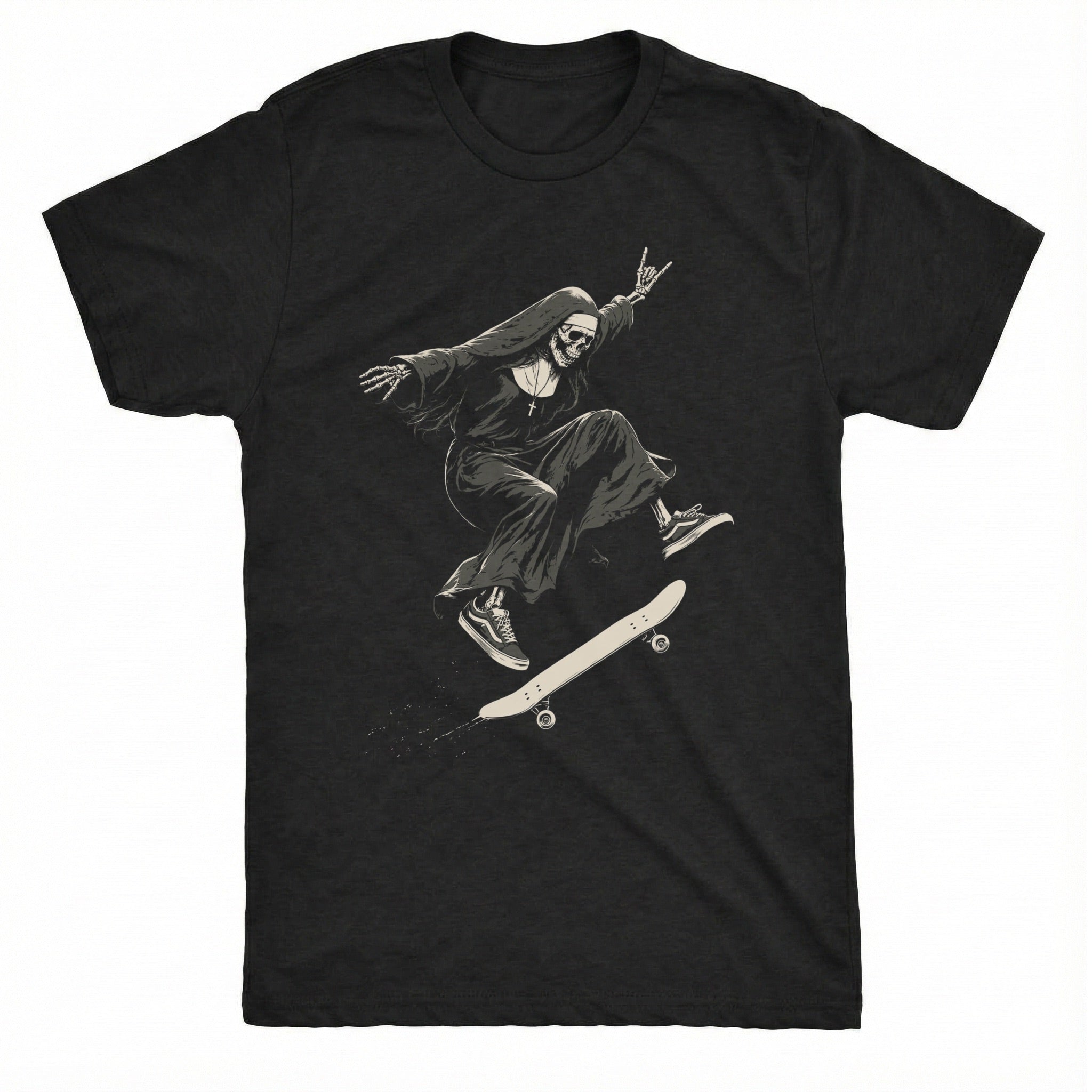 Nun Skate Tee Black Mockup