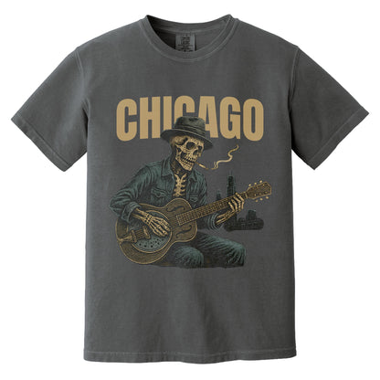 Chicago Tour Skeleton T-Shirt | Comfort Colors® 1717 White