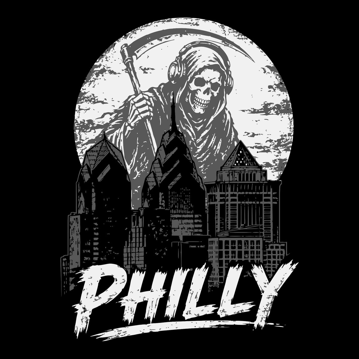 Philly Reaper Tee Black Design