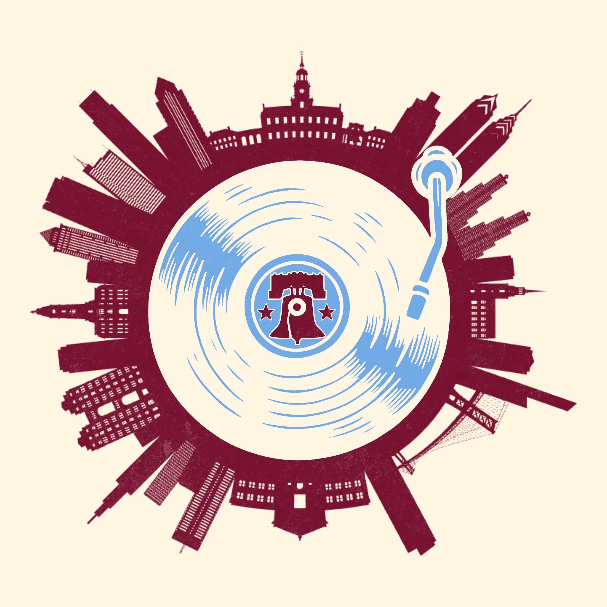 Philly on Spin Tee Design Natural