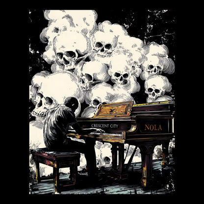 Piano Skulls T-Shirt Design