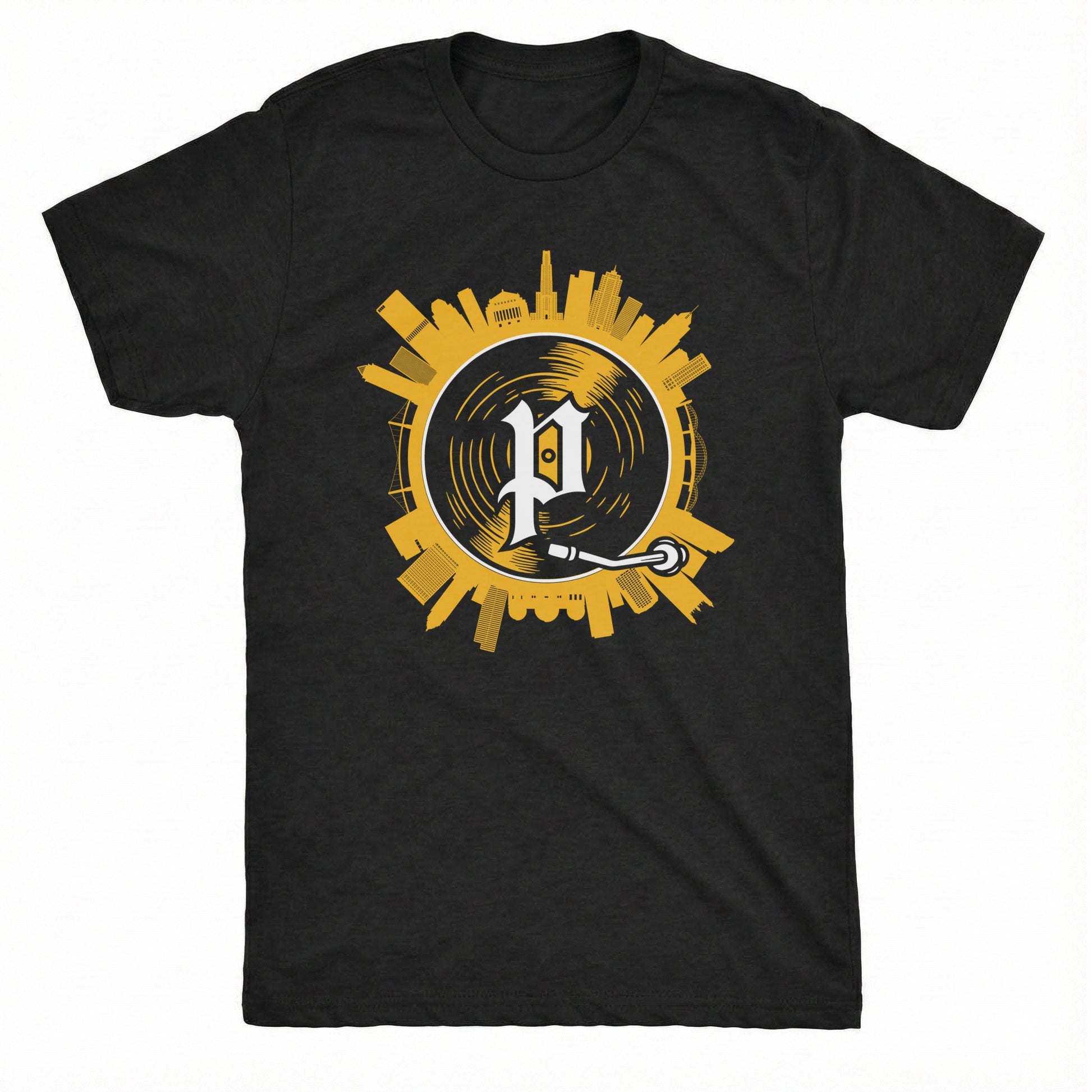Pittsburgh on Spin Tee Black Mockup